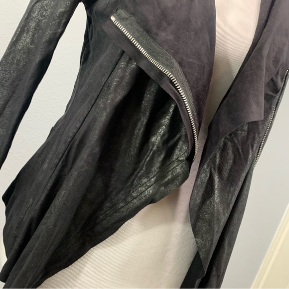 Calvin Klein Rugged Metallic Faux Suede Zip Up Waterfall Jacket - Picture 4 of 11